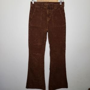 American Eagle Brown Corduroy Super Hi-Rise Flare Jeans